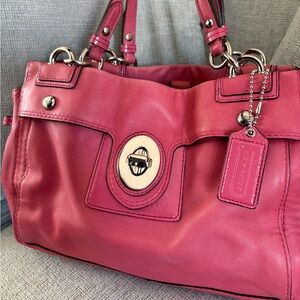 Coach Pink Leather Peyton Double-Handle Bag